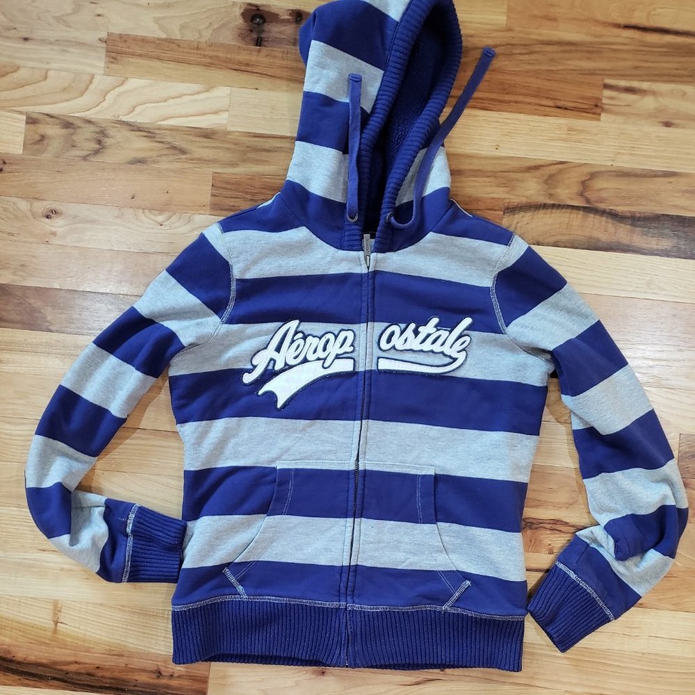 Aeropostale Purple/Grey Hoodie w/Faux Fur - Lrg